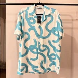 Original Use Teal and White Casual Shirt